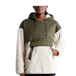 Zella Olive and Cream Quilted Jacket, Large